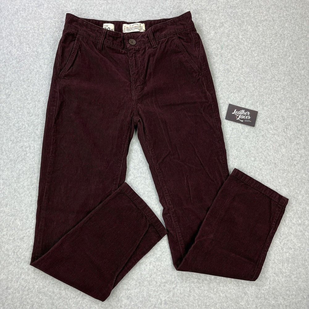Fat Face Fowley Cord Chino Pants Sz 30R (30 x 31) Black Cherry Corduroy Trousers